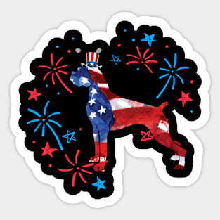 Boxer Uncle Sam Hat 4Th Of July Sticker